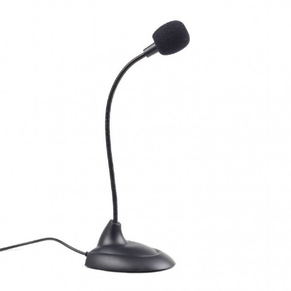 Microfon de birou Gembird MIC-205 cu gât flexibil și comutator practic on/off, Negru